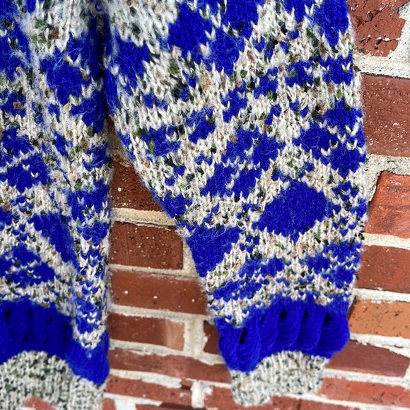 Miss Sasa Large Blue/Tan Button Down Cardigan - Picture 5 of 6